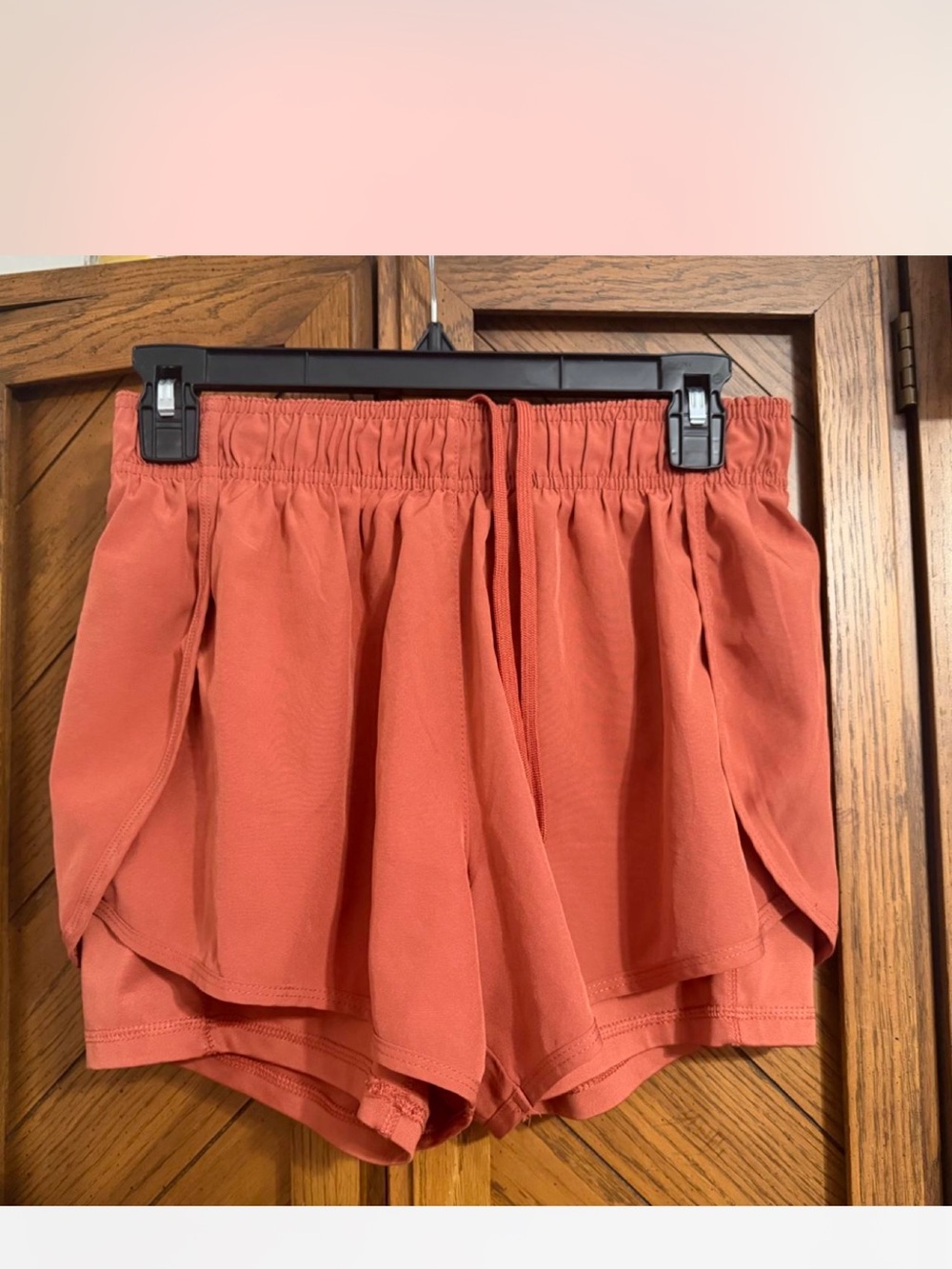 Women’s Rust Orange and white Elastic Waist Shorts 2 pairs